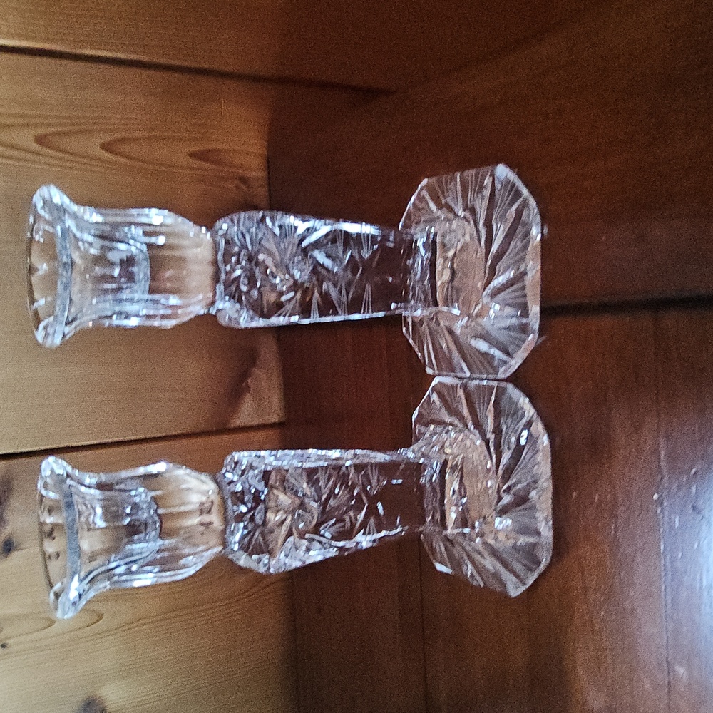Vintage Pinwhee Crystal Candlesticks Pair